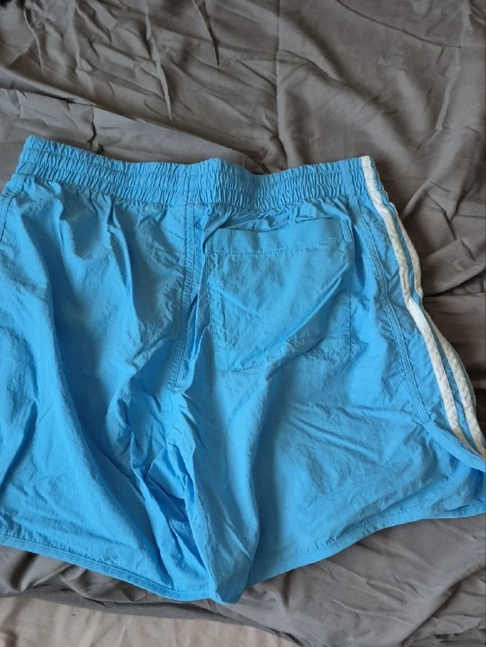 adidas Men’s Bright Blue Athletic Shorts with White Stripes